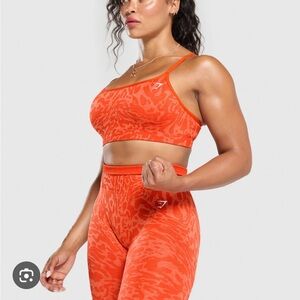 Gymshark Women's Orange Sports Bra and Leggings Set